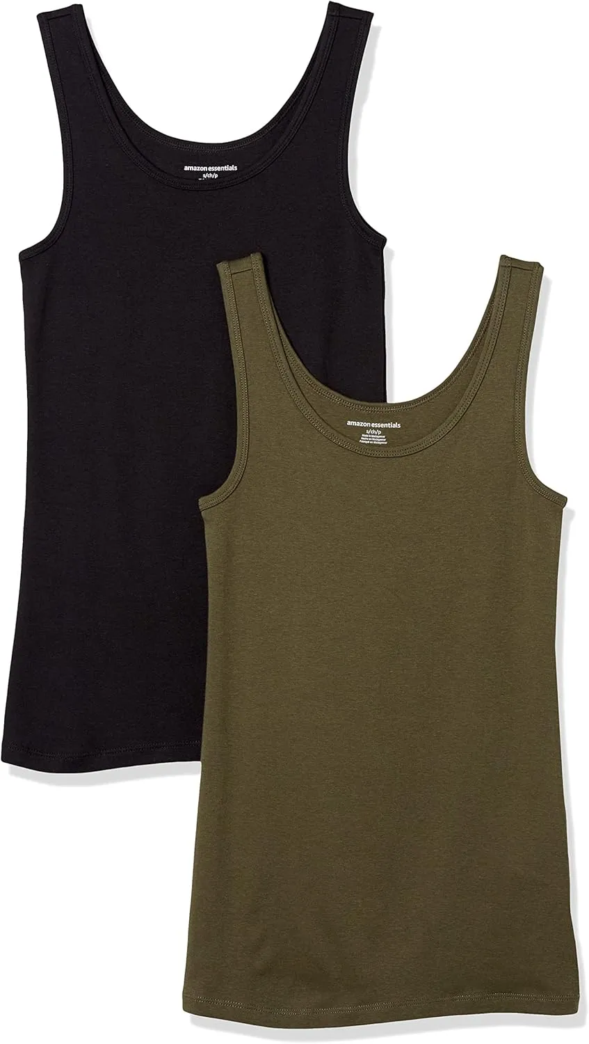Amazon Essentials Women's Slim-Fit Tank Top, Pack of 2