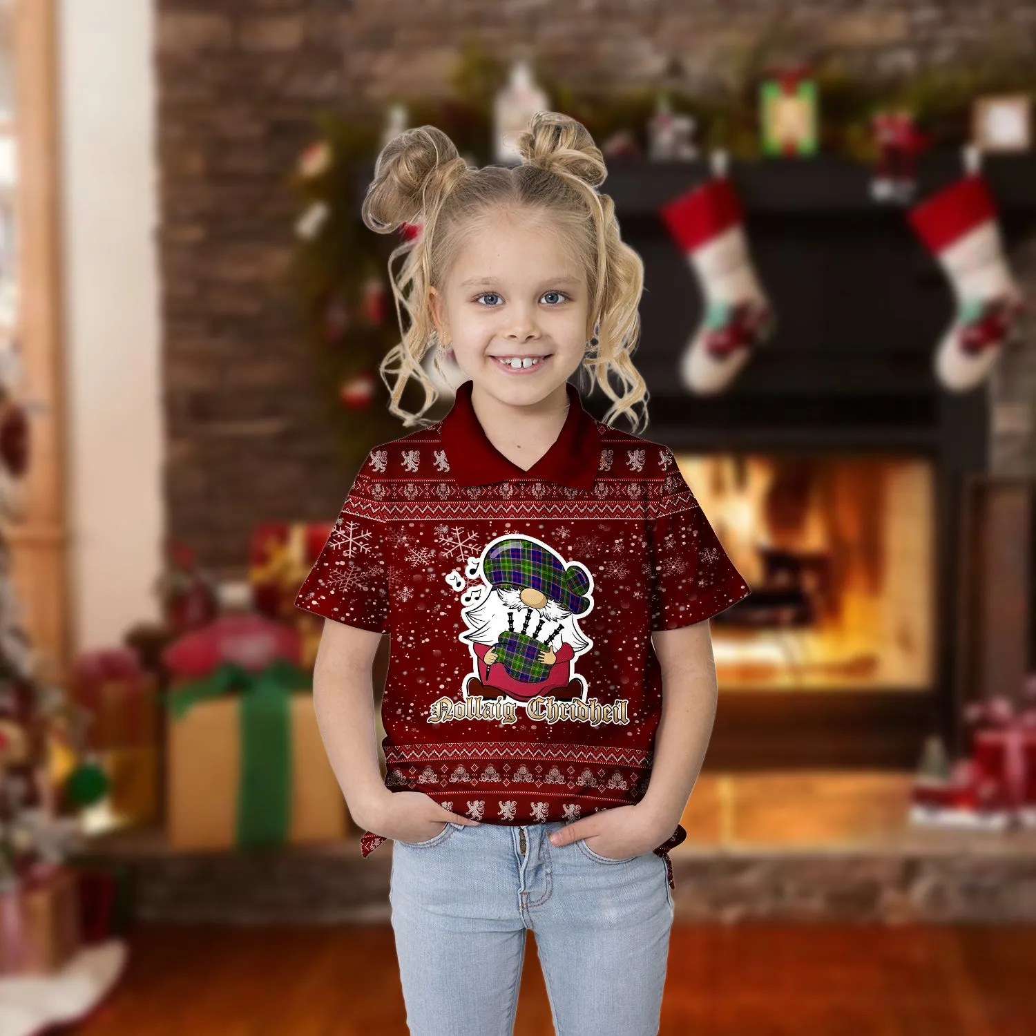 Arnott Clan Christmas Family Polo Shirt with Funny Gnome Playing Bagpipes