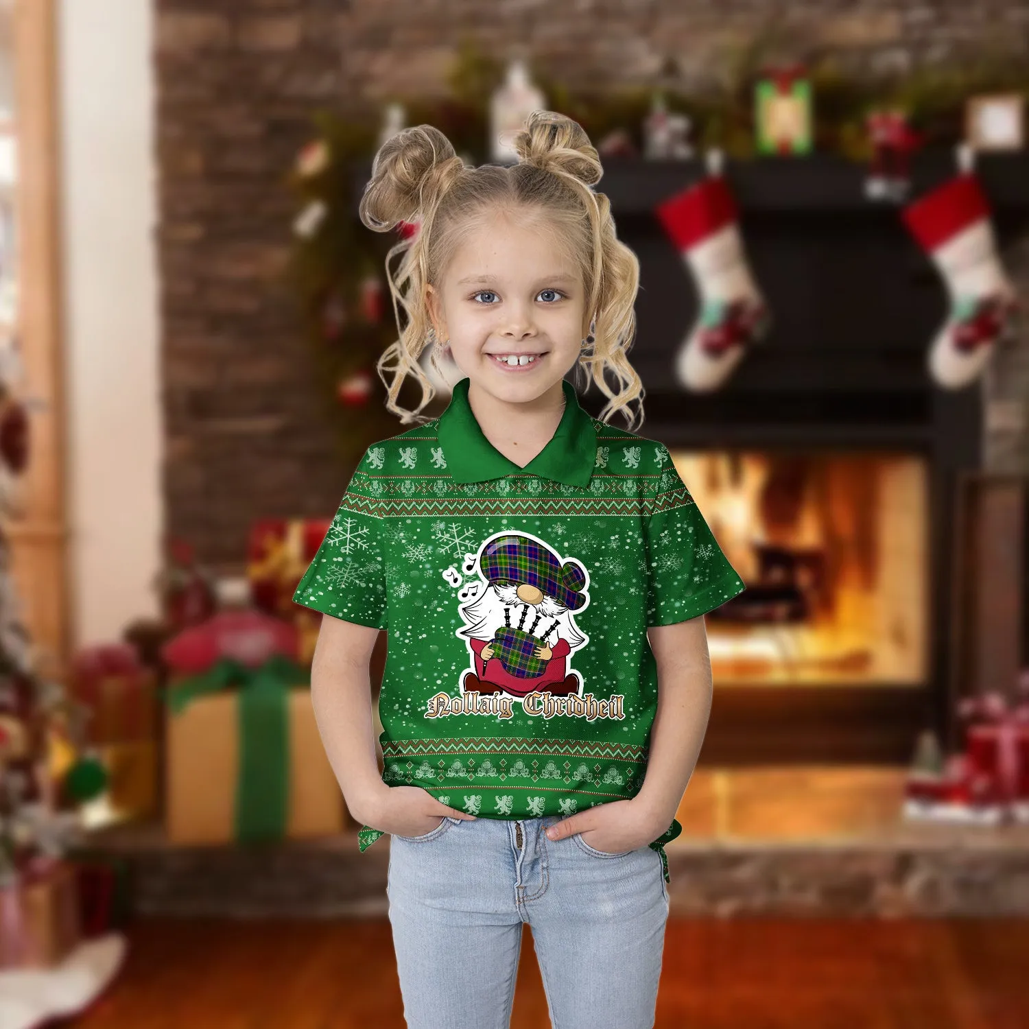 Arnott Clan Christmas Family Polo Shirt with Funny Gnome Playing Bagpipes