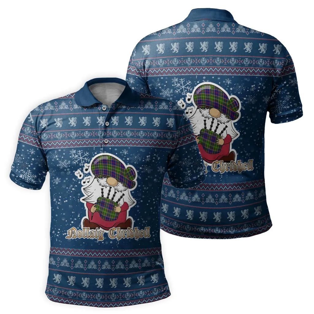 Arnott Clan Christmas Family Polo Shirt with Funny Gnome Playing Bagpipes