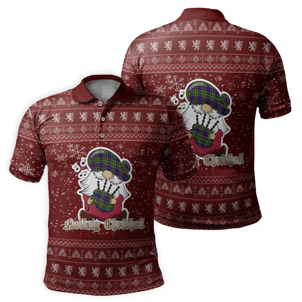 Arnott Clan Christmas Family Polo Shirt with Funny Gnome Playing Bagpipes