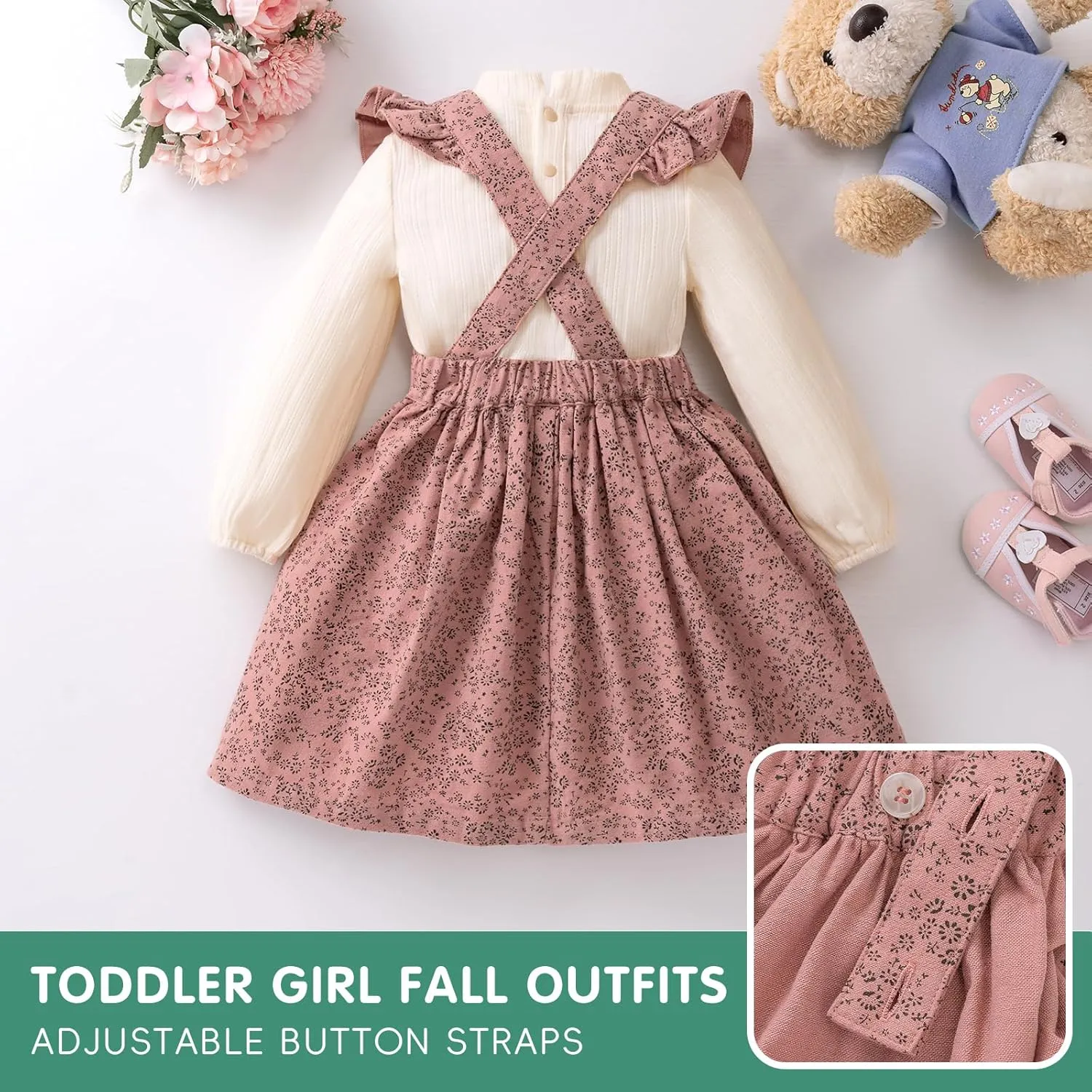 Baby Girl Fall Outfits Long Sleeve Toddler Girl Fall Dress Cotton Clothes Thanksgiving Chirstmas Girls Floral Vintage Dress