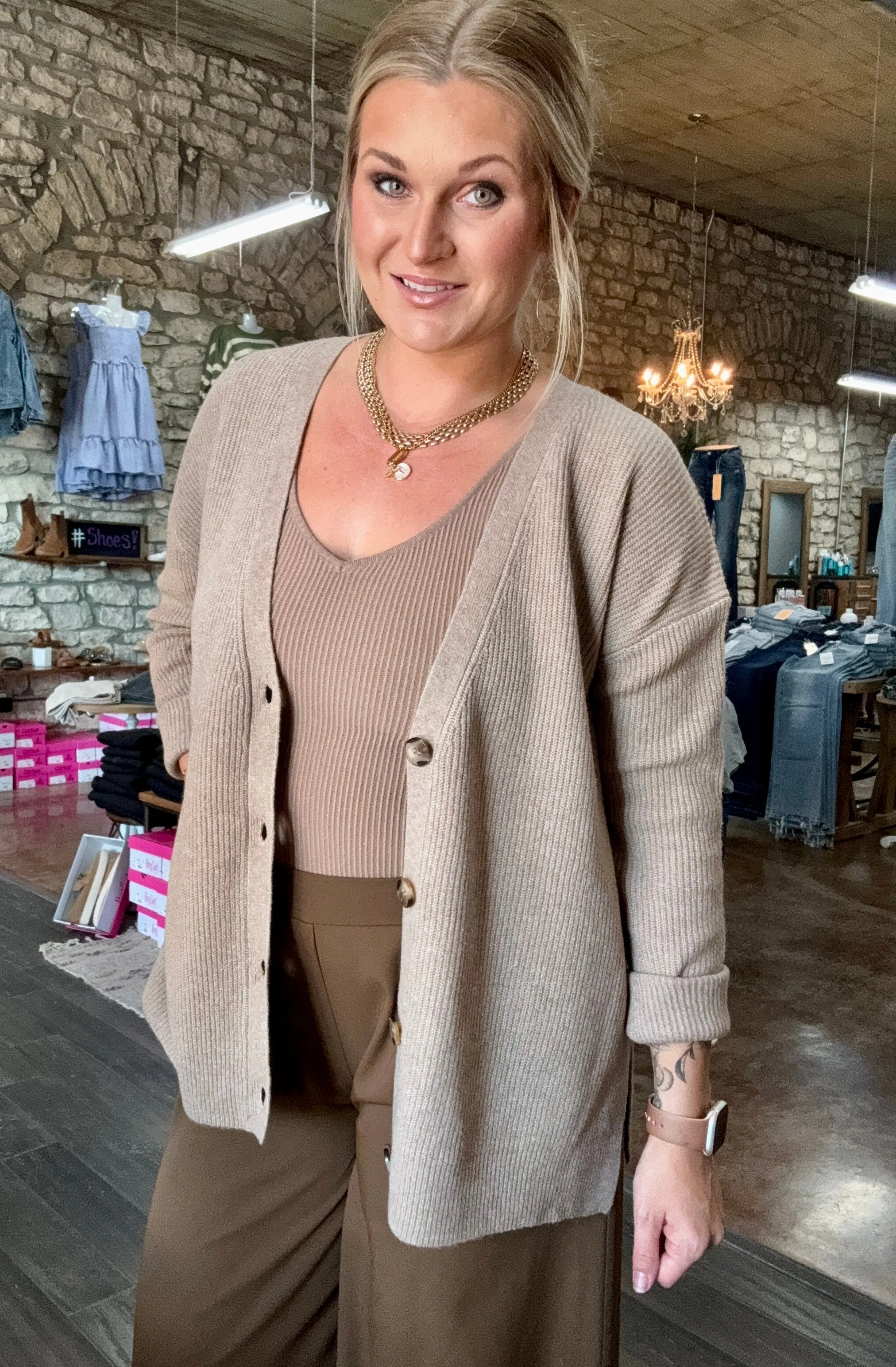 Basic Mocha Button Up Cardigan