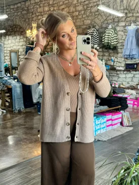 Basic Mocha Button Up Cardigan