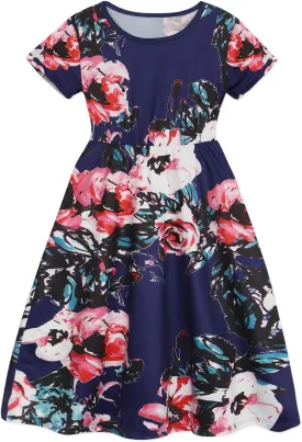 Benylion Tween Girls Dresses for Holiday Playwear Casual Boho Floral Print Junior Dresses for Teen Girls Maxi Dress