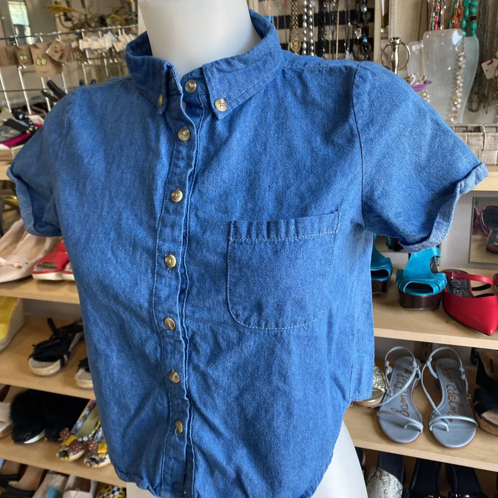 Brandy Melville semi-crop denim top S
