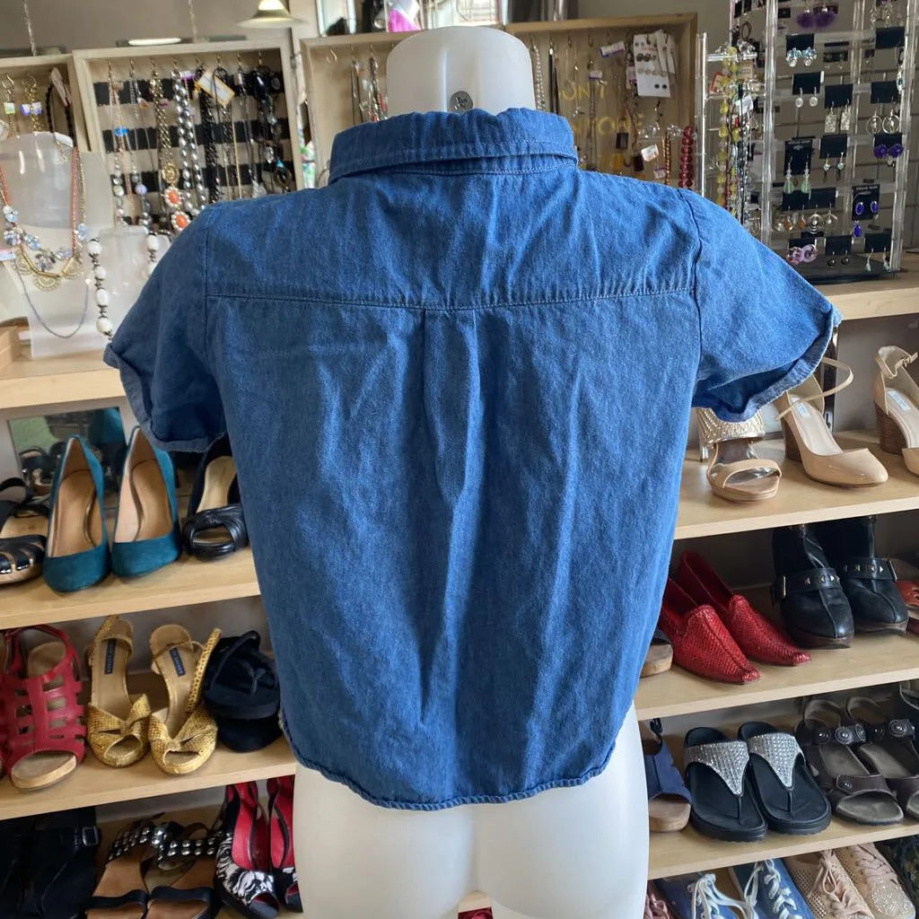 Brandy Melville semi-crop denim top S
