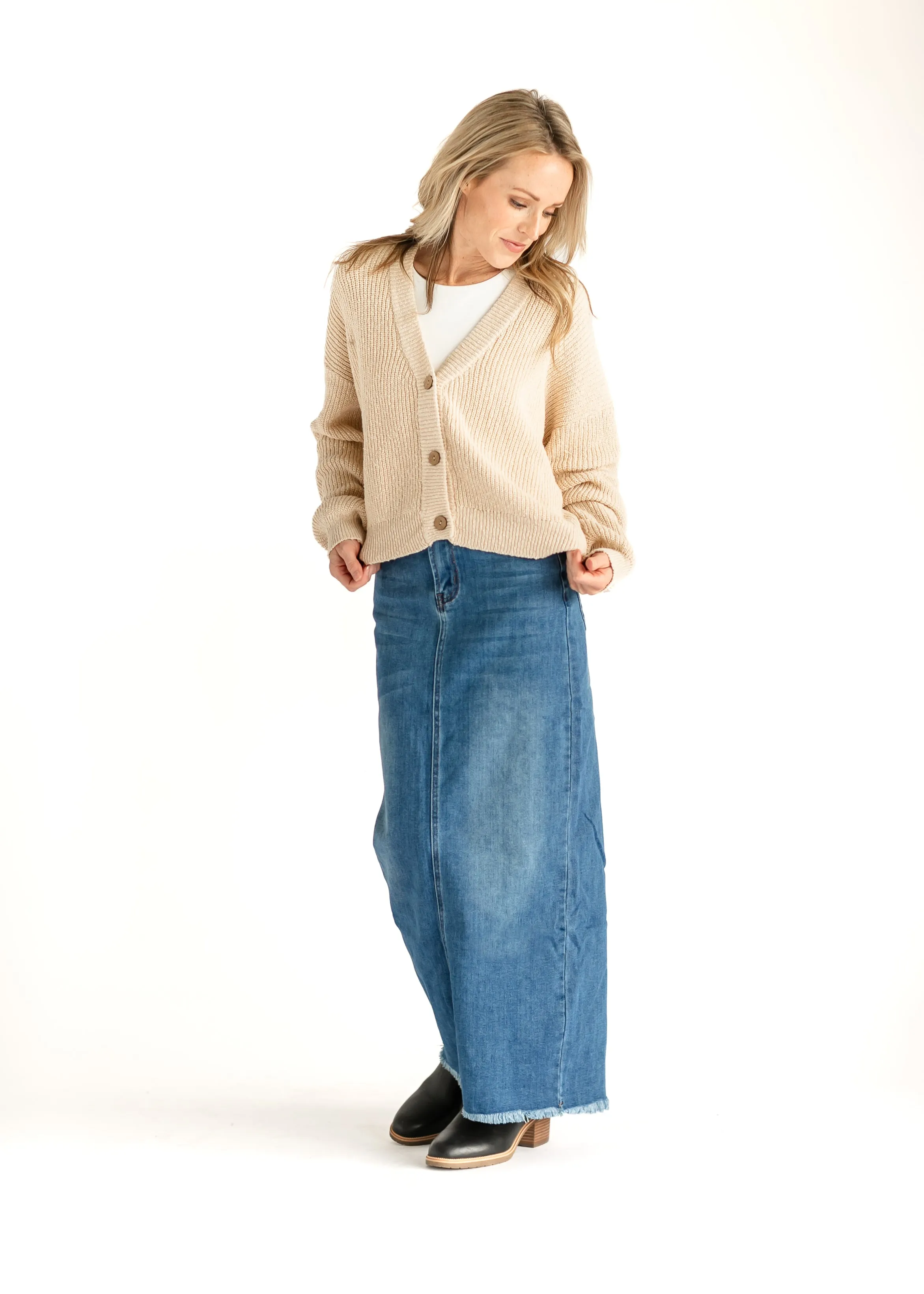 Button Up Cotton Knit Cardigan