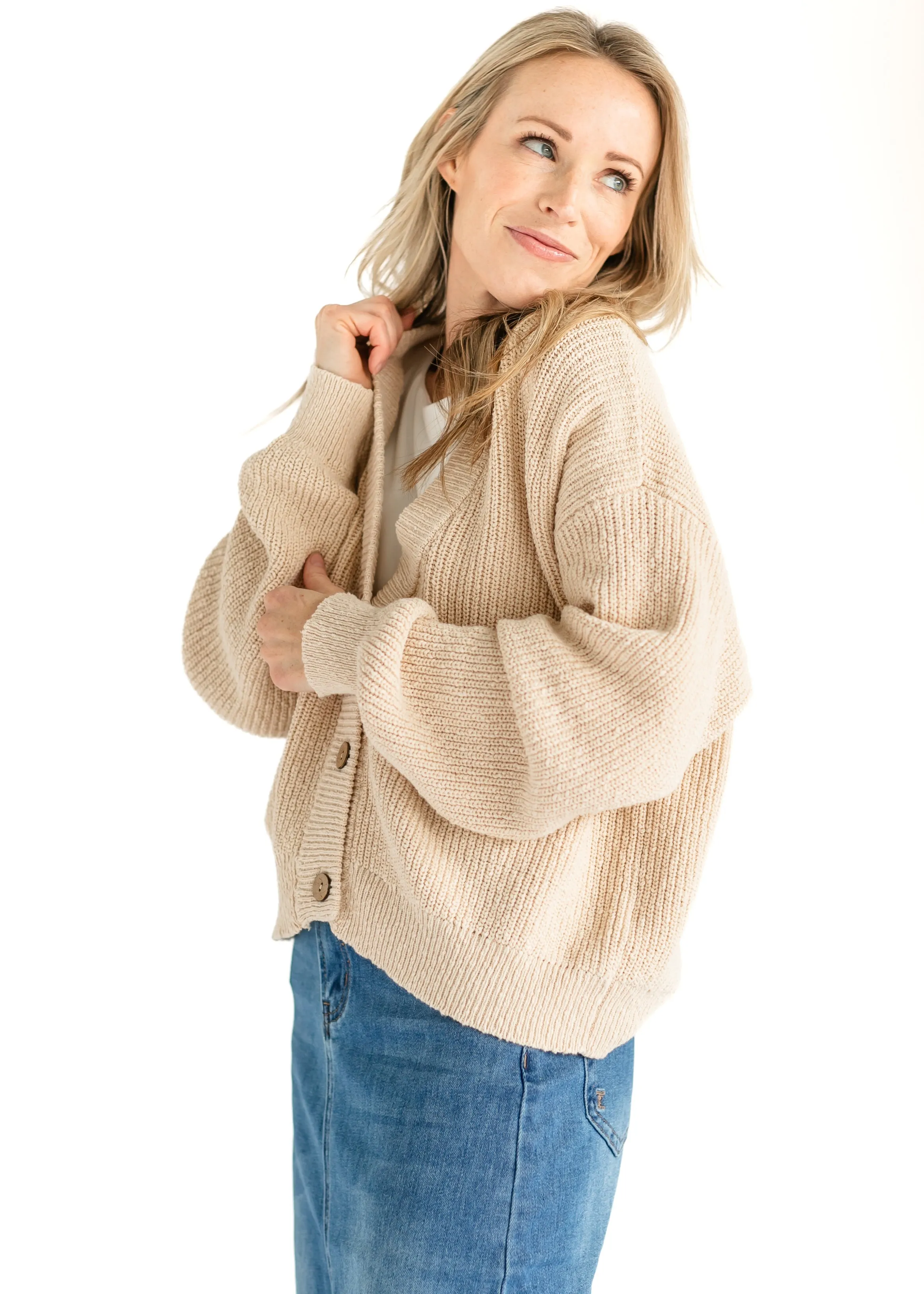 Button Up Cotton Knit Cardigan