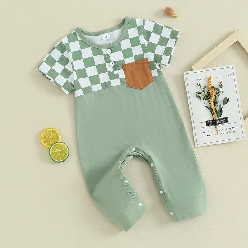 Checkered Pocket Ryder Romper