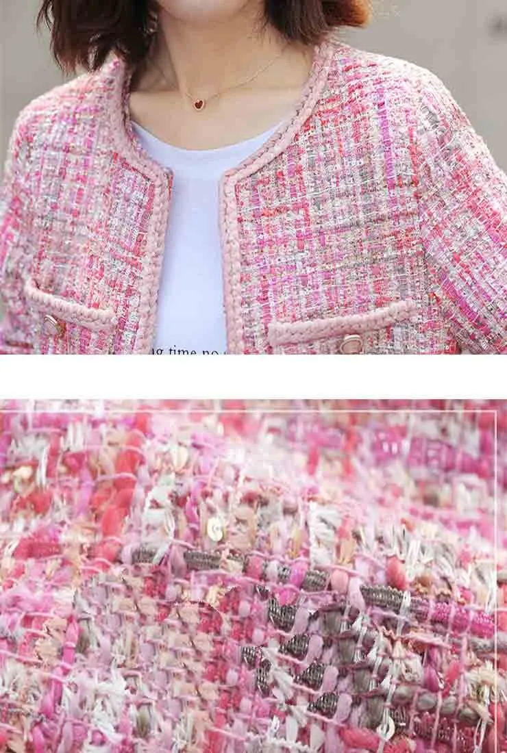 Classic Pink Tweed Short Jacket