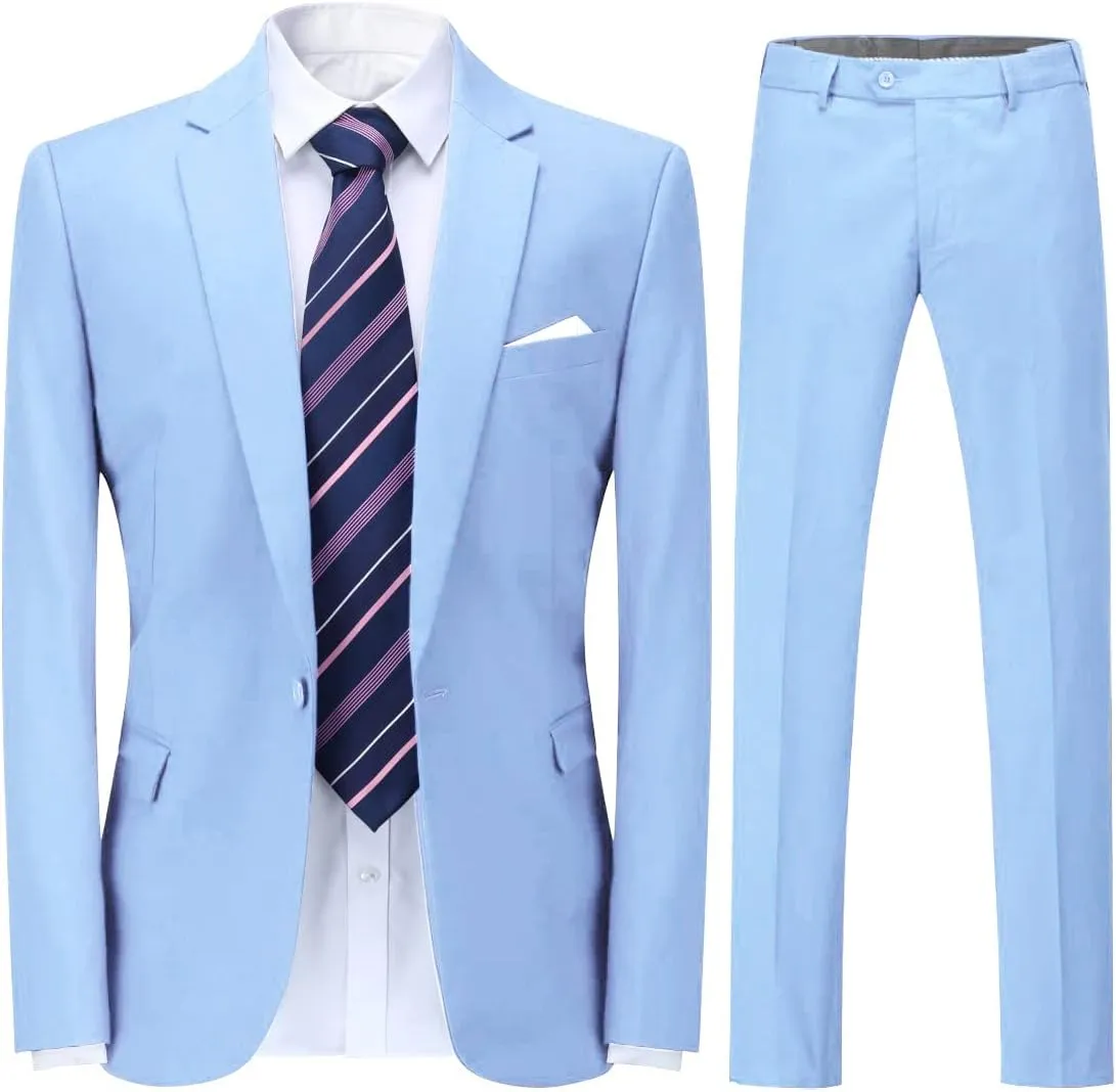Cloudstyle Men's Suit Single-Breasted One Button Center Vent 2 Pieces Slim Fit Formal Suits