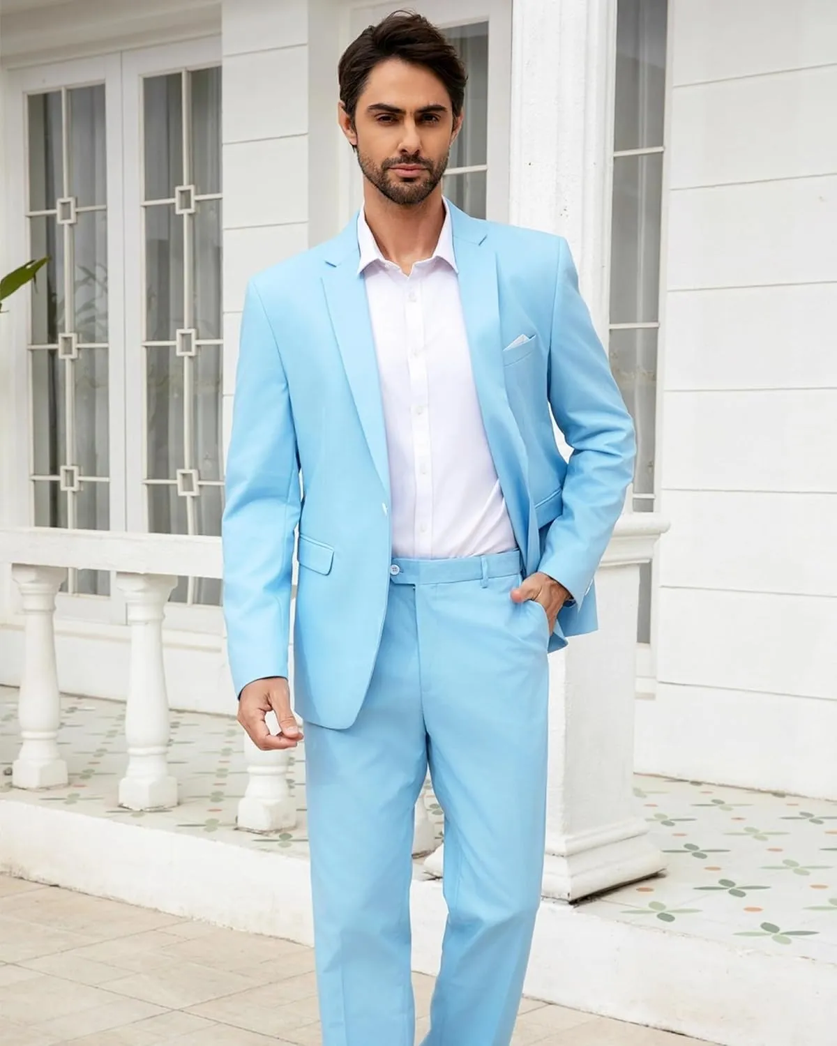 Cloudstyle Men's Suit Single-Breasted One Button Center Vent 2 Pieces Slim Fit Formal Suits