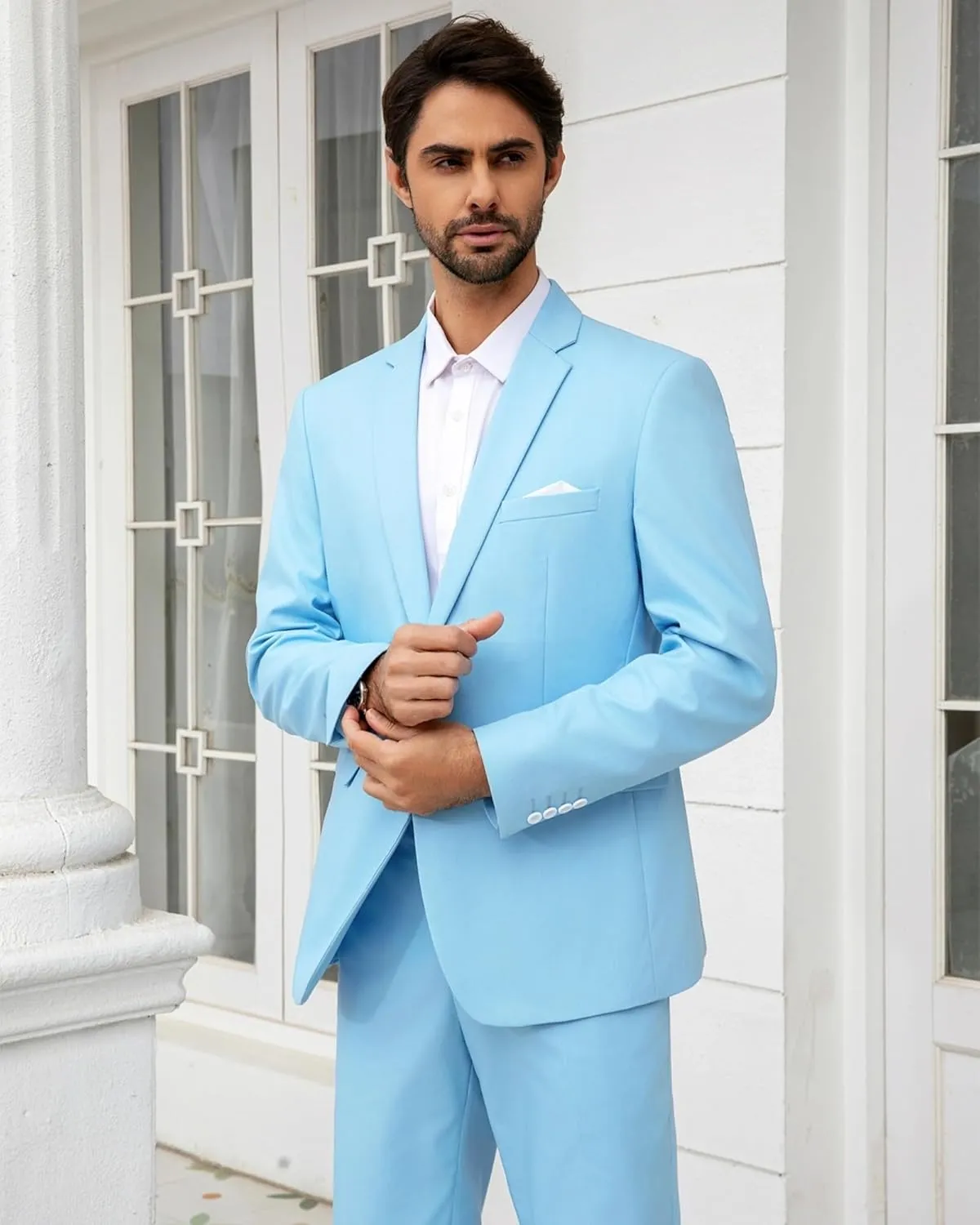Cloudstyle Men's Suit Single-Breasted One Button Center Vent 2 Pieces Slim Fit Formal Suits