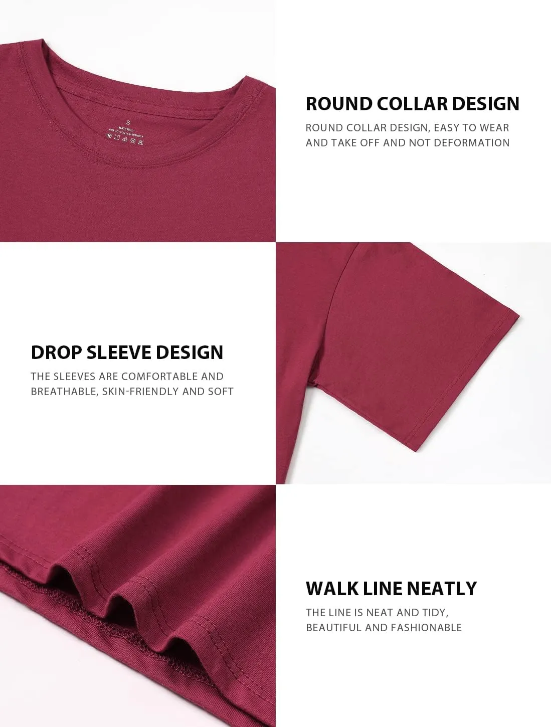 Cosy Pyro 4-Pack Women's Cotton Crop T-Shirts Short Sleeve Solid Cropped Athletic Top Round Neck Casual Workout Yoga Tees