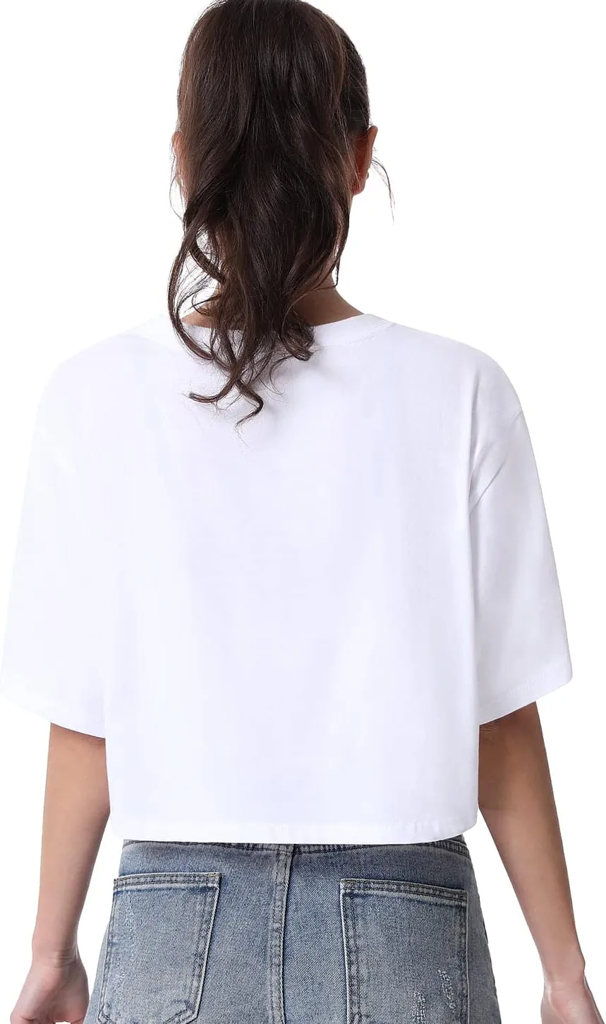 Cosy Pyro 4-Pack Women's Cotton Crop T-Shirts Short Sleeve Solid Cropped Athletic Top Round Neck Casual Workout Yoga Tees