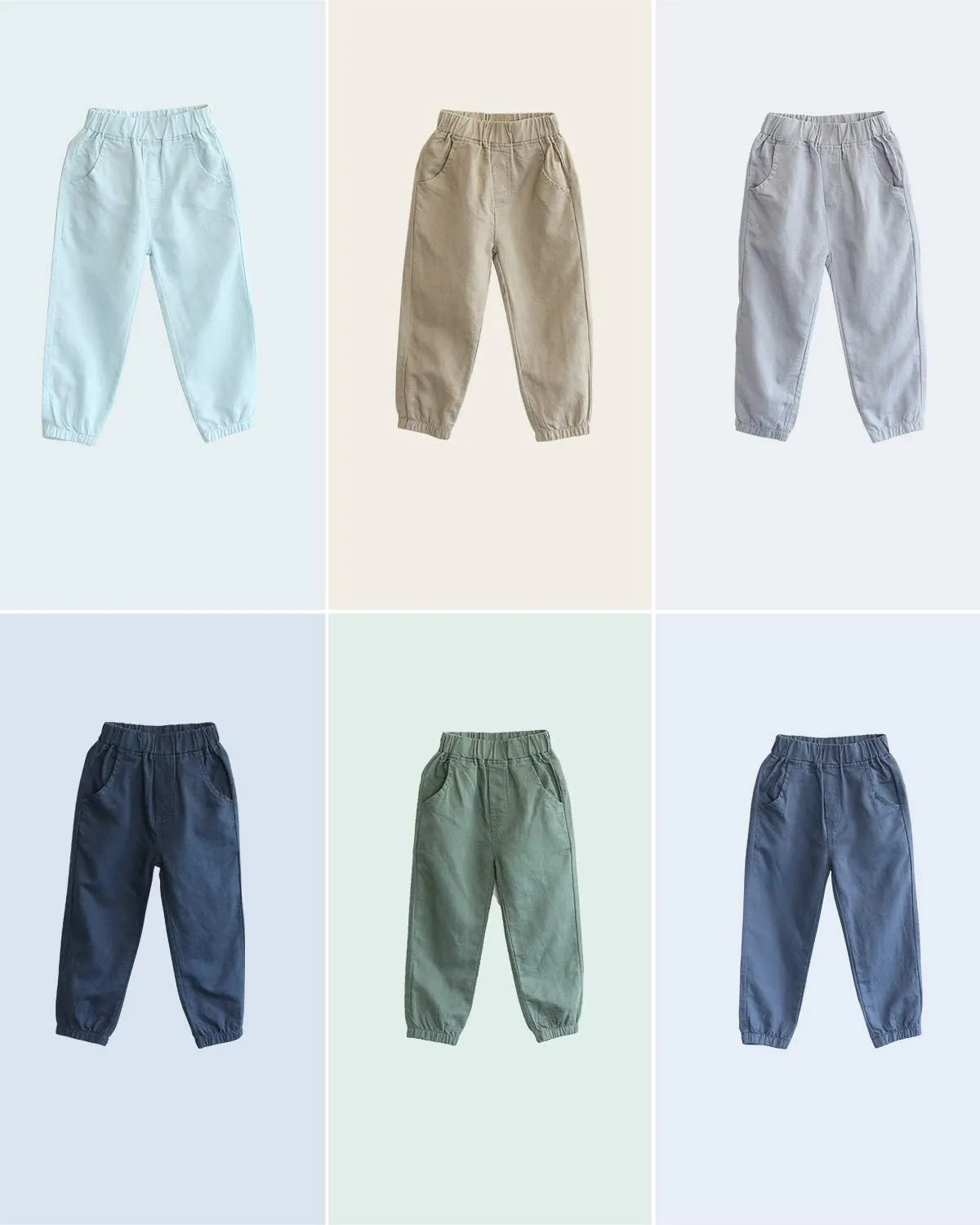CUNYI Boys' Linen Pull-On Jogger Pants Solid Color Casual Pants