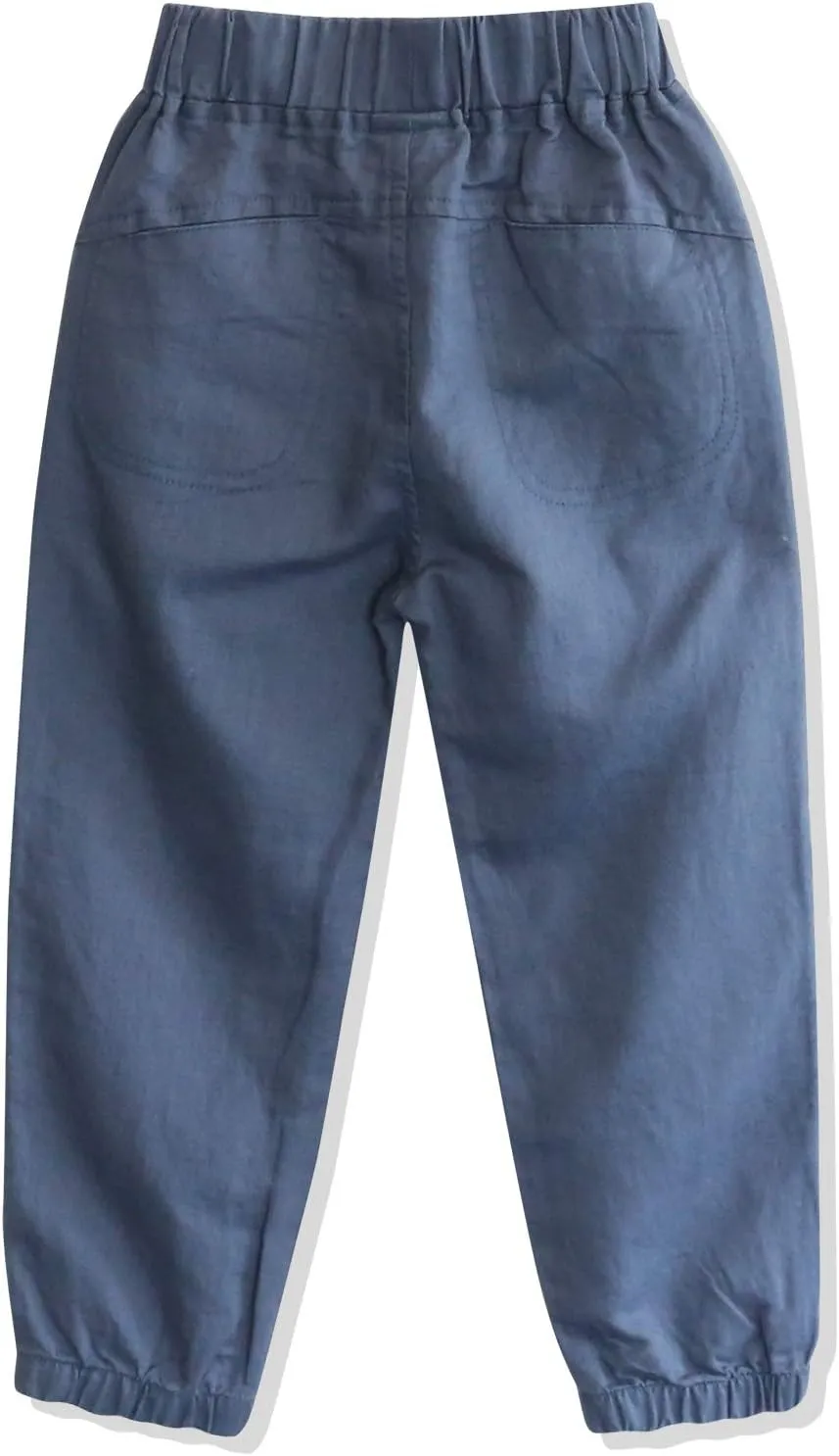 CUNYI Boys' Linen Pull-On Jogger Pants Solid Color Casual Pants