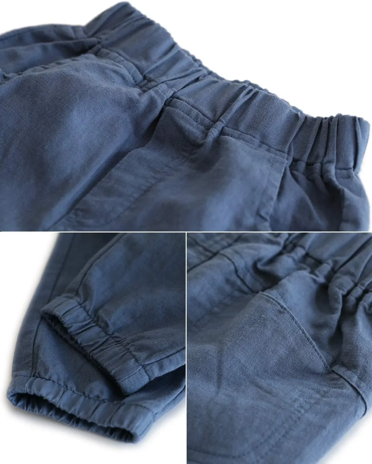 CUNYI Boys' Linen Pull-On Jogger Pants Solid Color Casual Pants