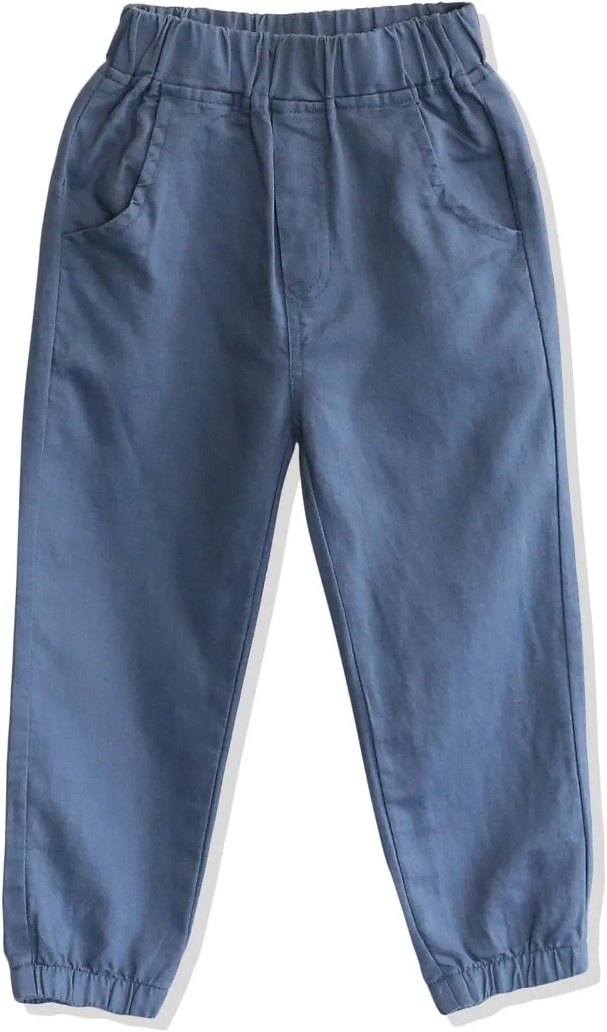 CUNYI Boys' Linen Pull-On Jogger Pants Solid Color Casual Pants