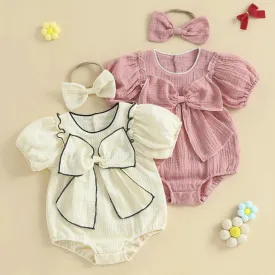 Elegant Ellie Bow Romper & Headband
