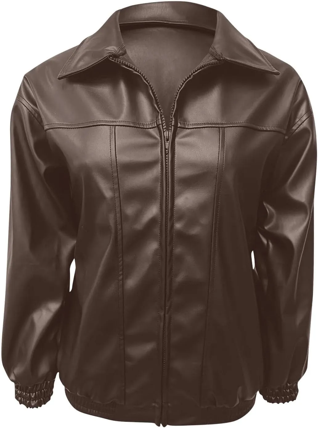 Faux Leather Jacket for Women Lapel Oversized Motorcycle Jacket Zip Up Bomber Coats Winter Fashion 2025 Fall Outfits