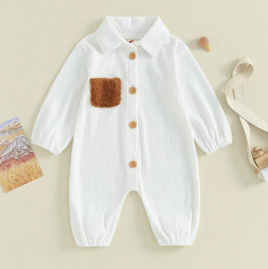 Fleece Pocket Collared Romper