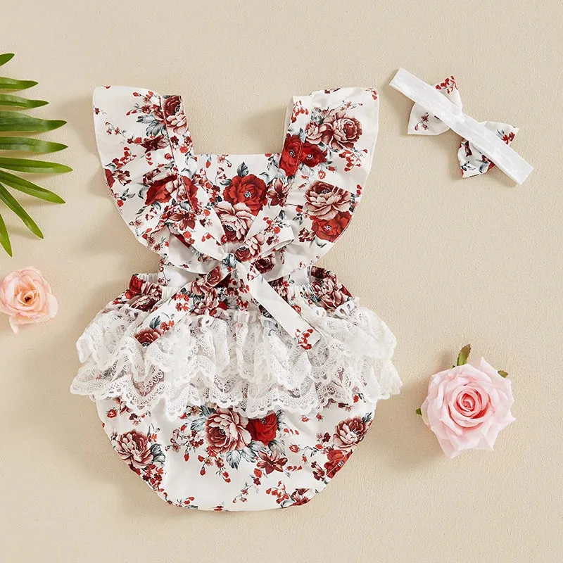 Floral Lillian Lace Romper & Headband