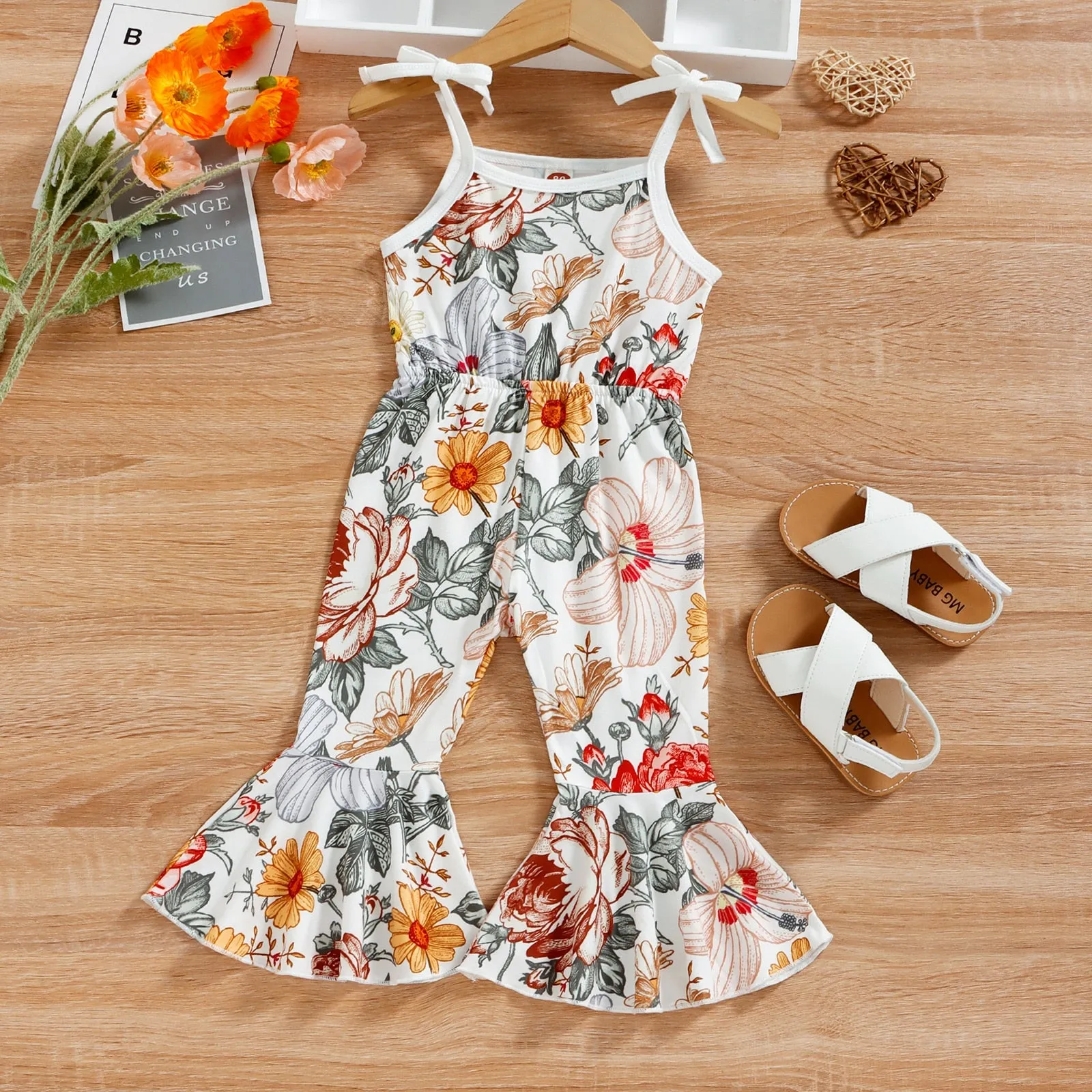 Floral Summer Bell Bottom Romper