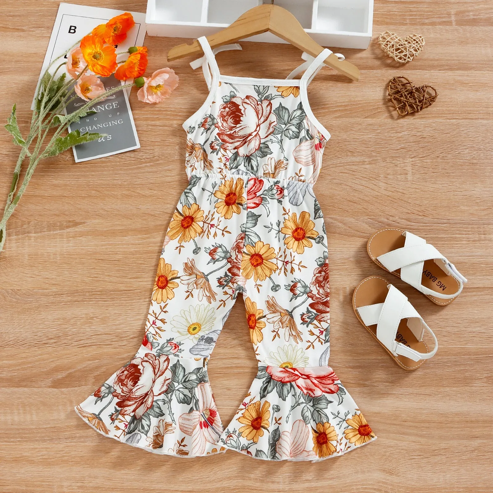 Floral Summer Bell Bottom Romper