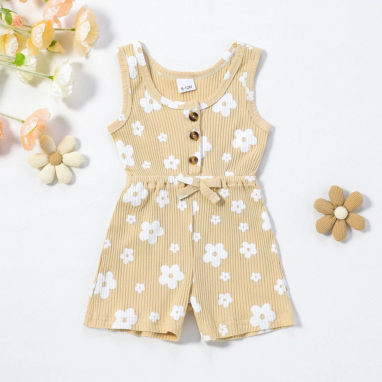 Flower Button Summer Romper