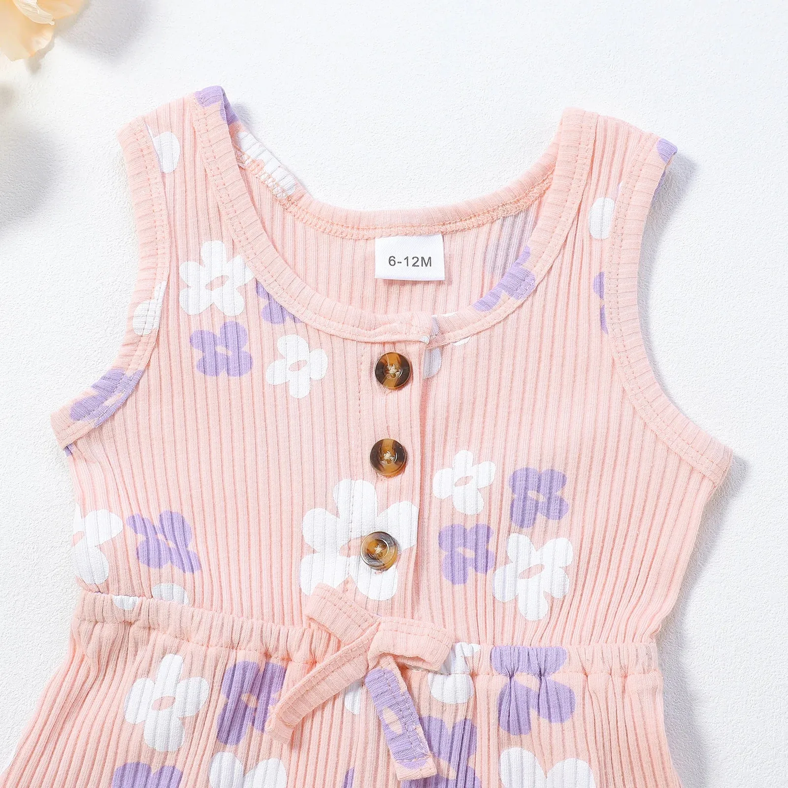 Flower Button Summer Romper