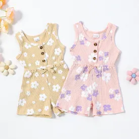 Flower Button Summer Romper