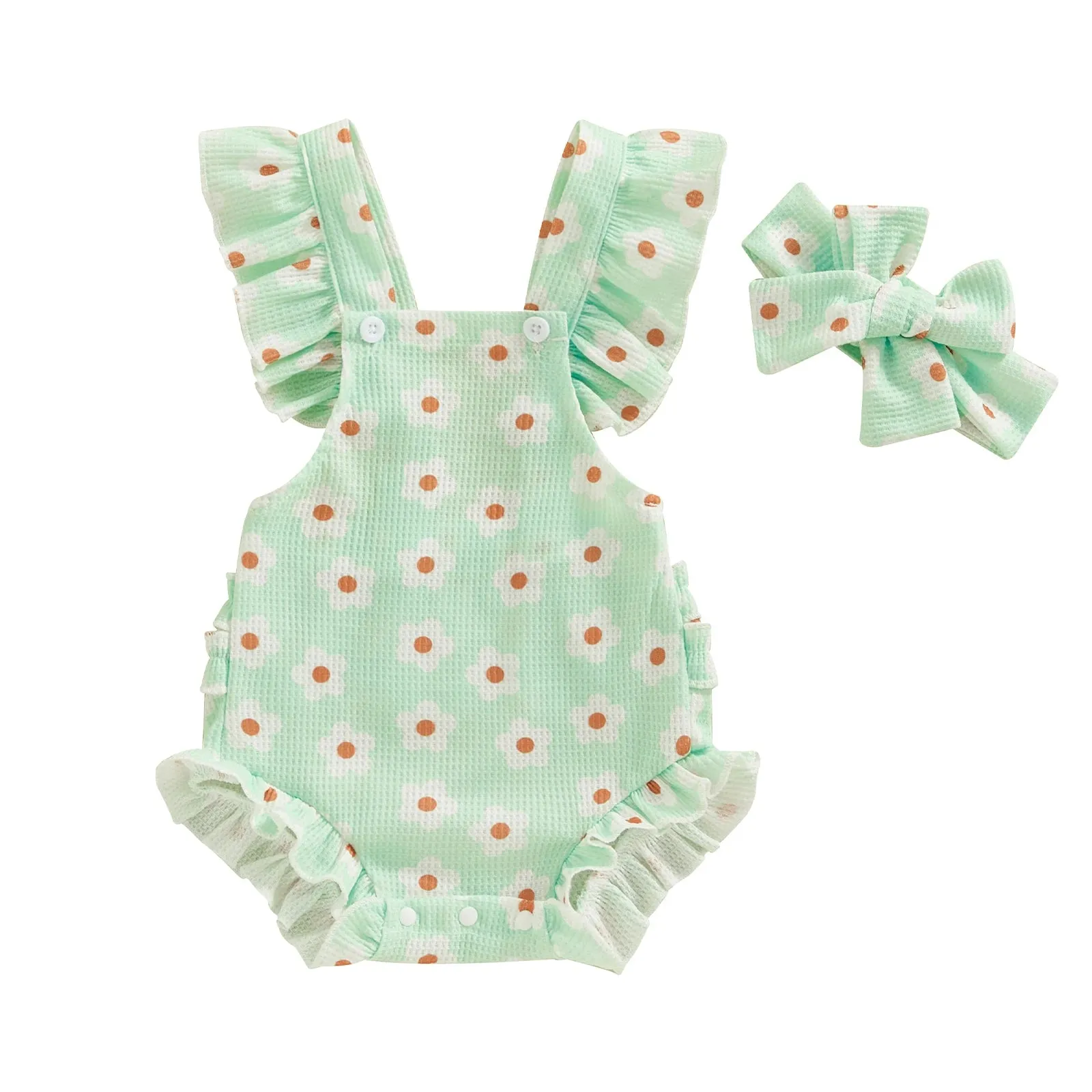 Fruity Floral Ruffle Romper & Bow