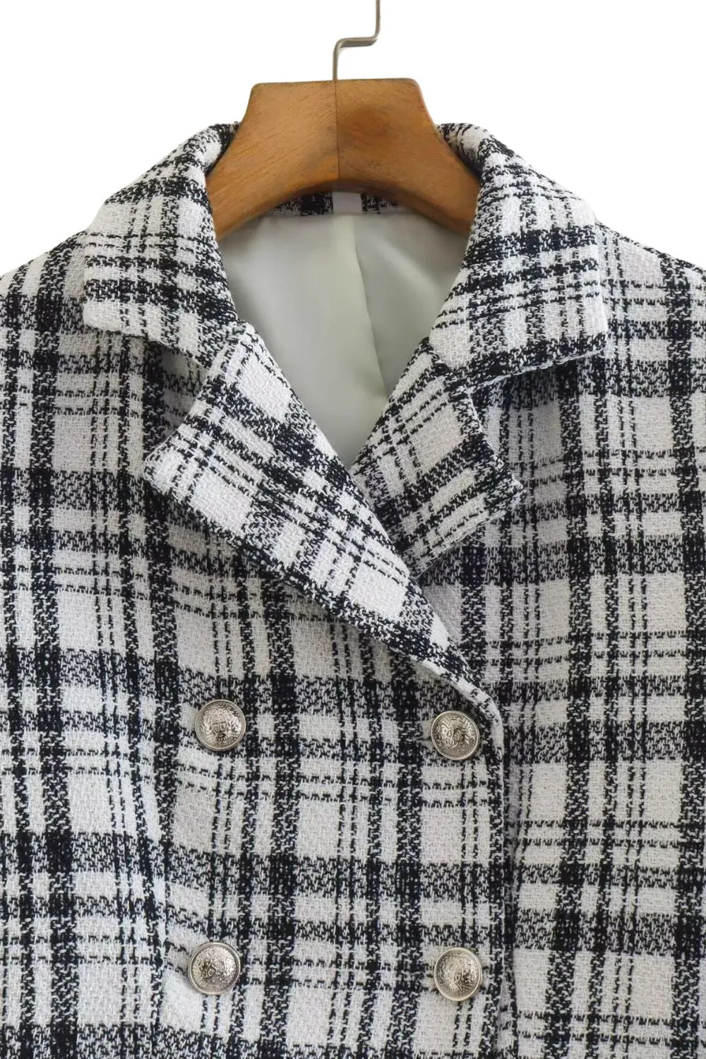 'Galina' Tweed Check Short Blazer