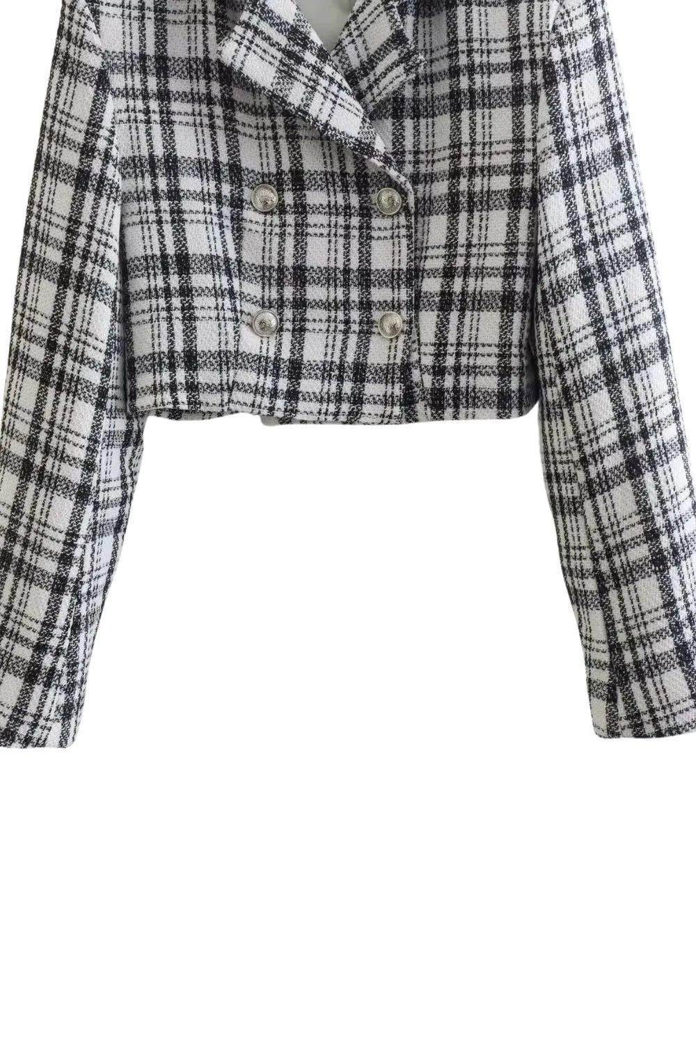 'Galina' Tweed Check Short Blazer