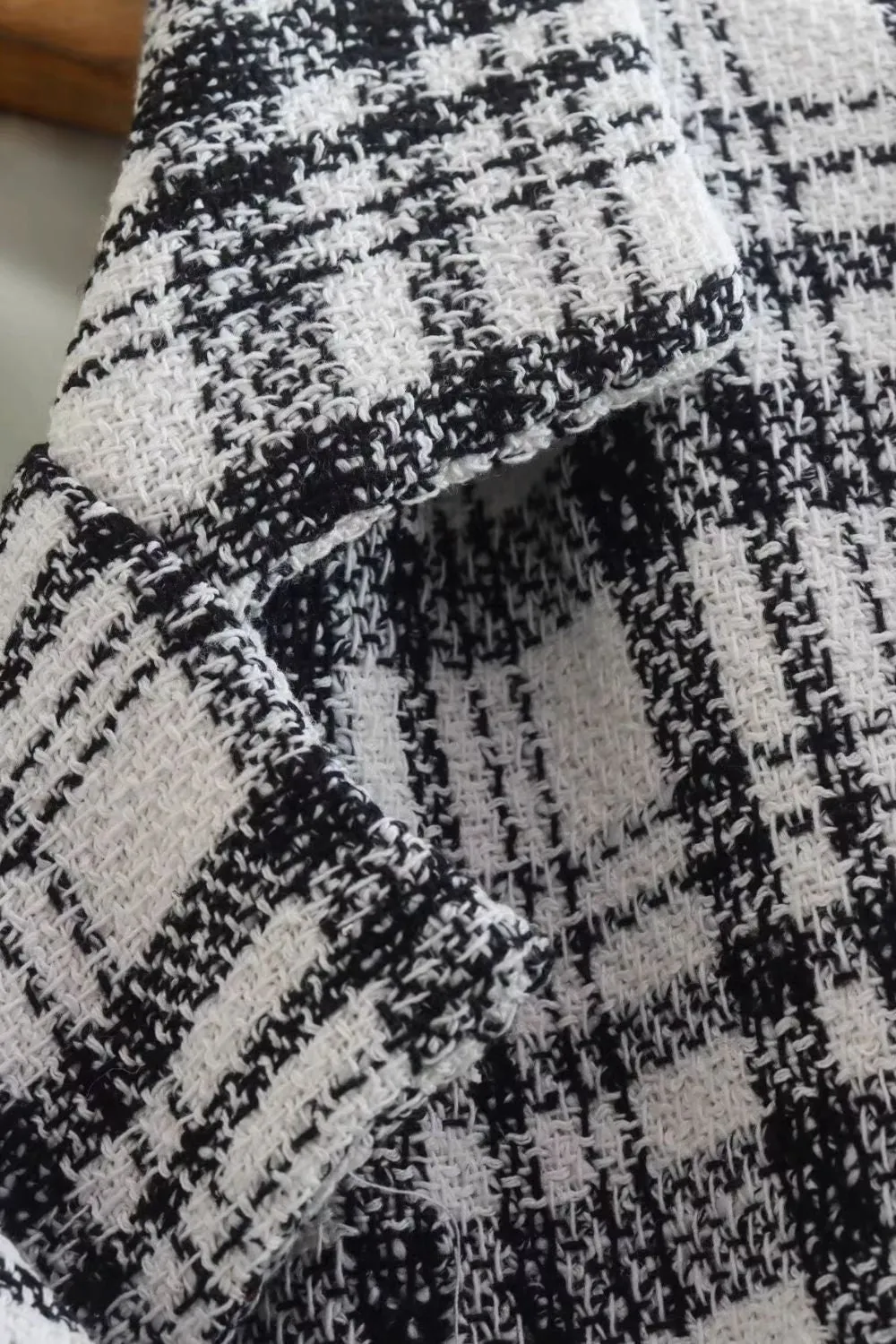 'Galina' Tweed Check Short Blazer
