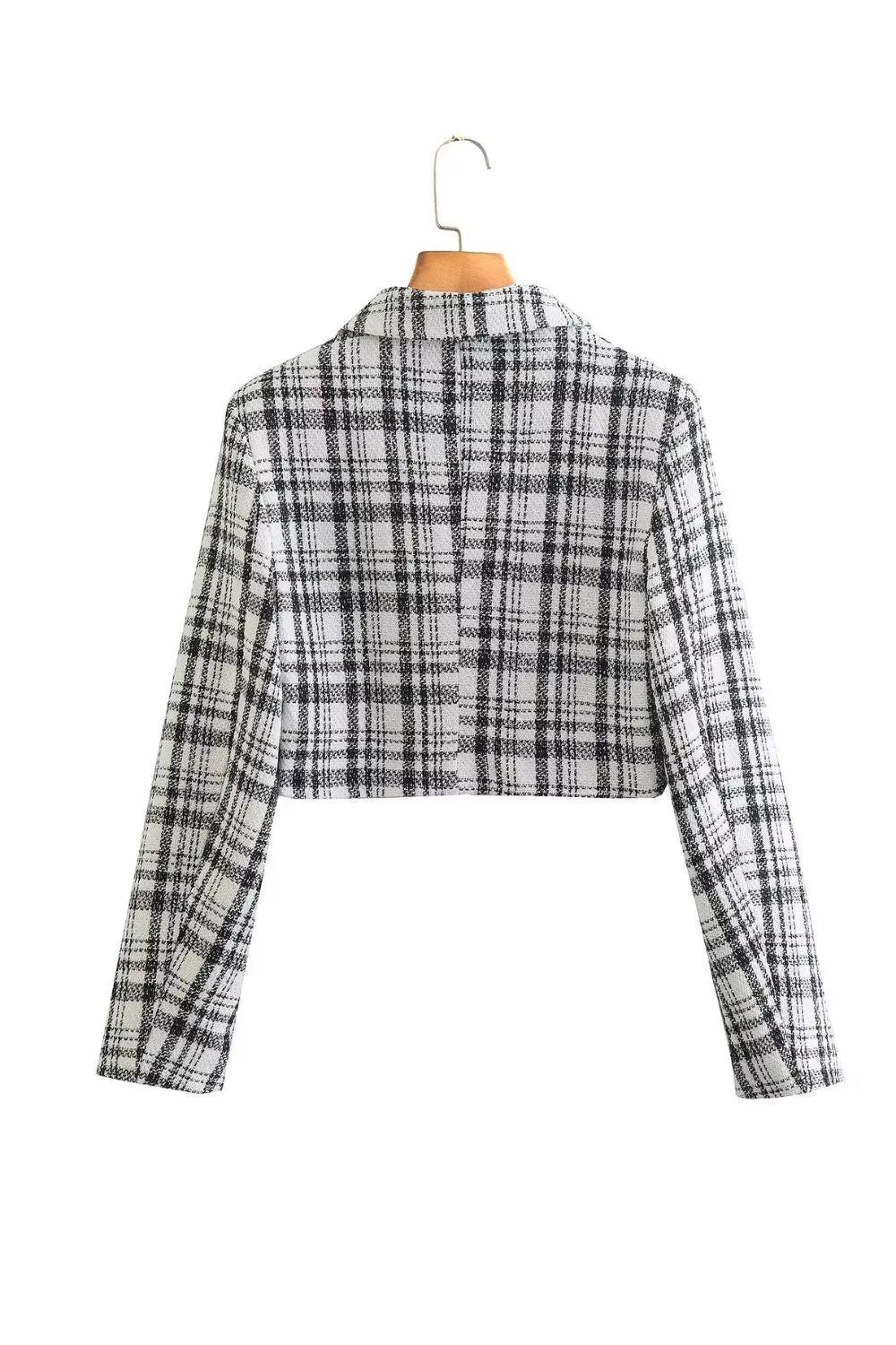 'Galina' Tweed Check Short Blazer