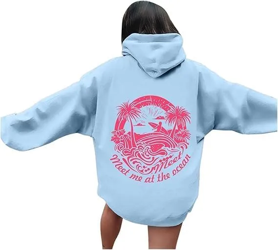 Graphic Hoodies Women Y2k Oversized Sweatshirt Long Sleeve Pullover Sweater Cute Hooded Preppy Top Aesthetic Shirts L/L