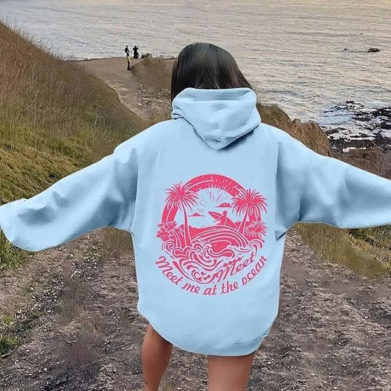 Graphic Hoodies Women Y2k Oversized Sweatshirt Long Sleeve Pullover Sweater Cute Hooded Preppy Top Aesthetic Shirts L/L
