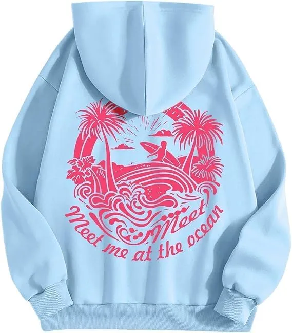 Graphic Hoodies Women Y2k Oversized Sweatshirt Long Sleeve Pullover Sweater Cute Hooded Preppy Top Aesthetic Shirts L/L