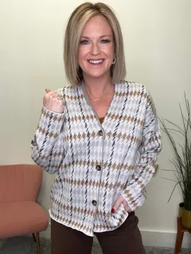 Halcyon Houndstooth Button-Up Cardigan