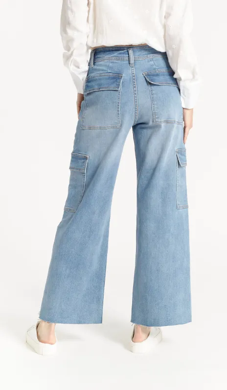 High Rise Denim Cargo Pant