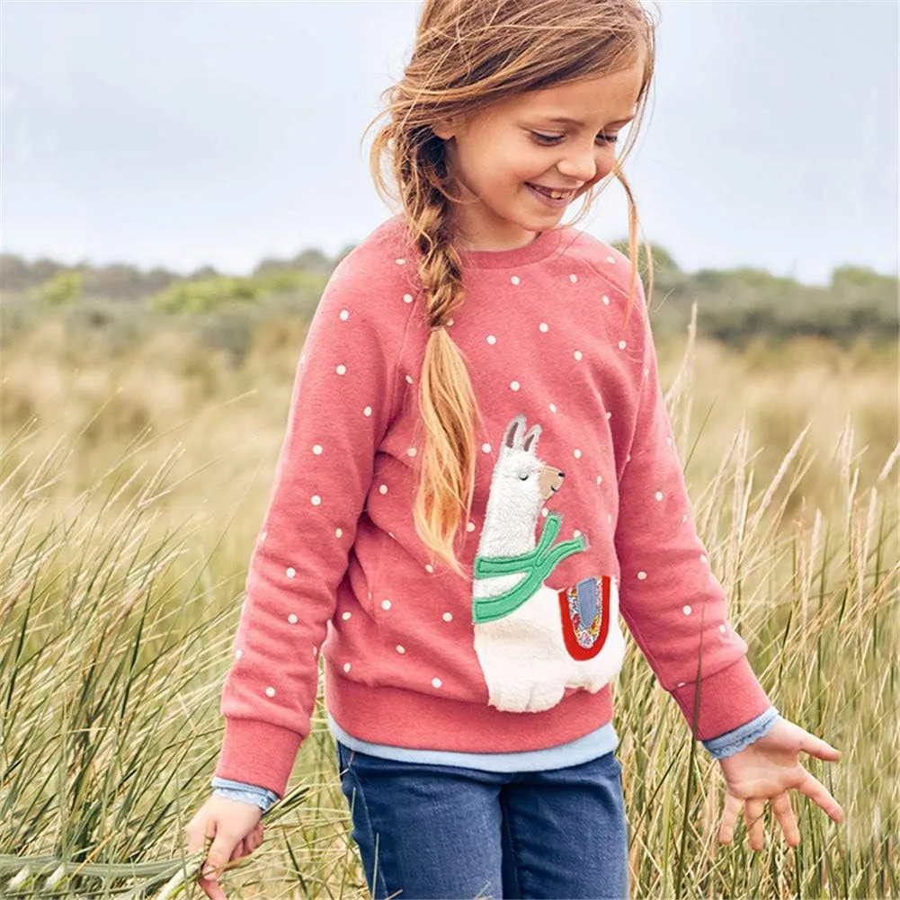 HILEELANG Girl Sweatshirts Pullover Crewneck Winter Long Sleeve Tops Shirts