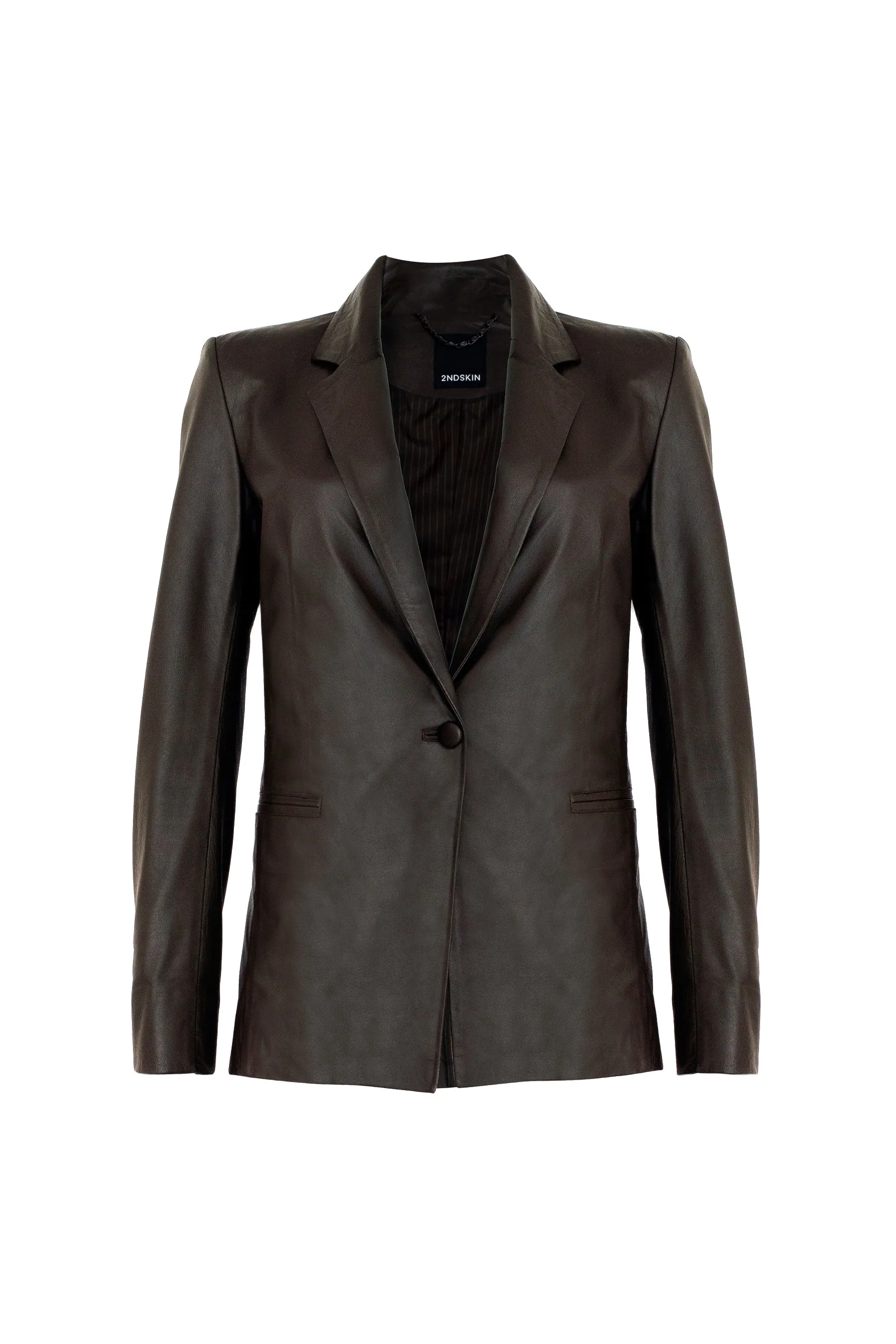 IGGY LEATHER BLAZER - CACAO CHOCOLATE