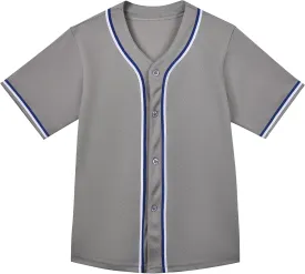 Kids Baseball Jersey Button Down Hip Hop Personalized Sport T Shirts Tops Baseball Shirt for Boys Girls Toddler 2T-12Y