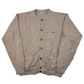 Lacoste Beige Button-Up Knit Cardigan