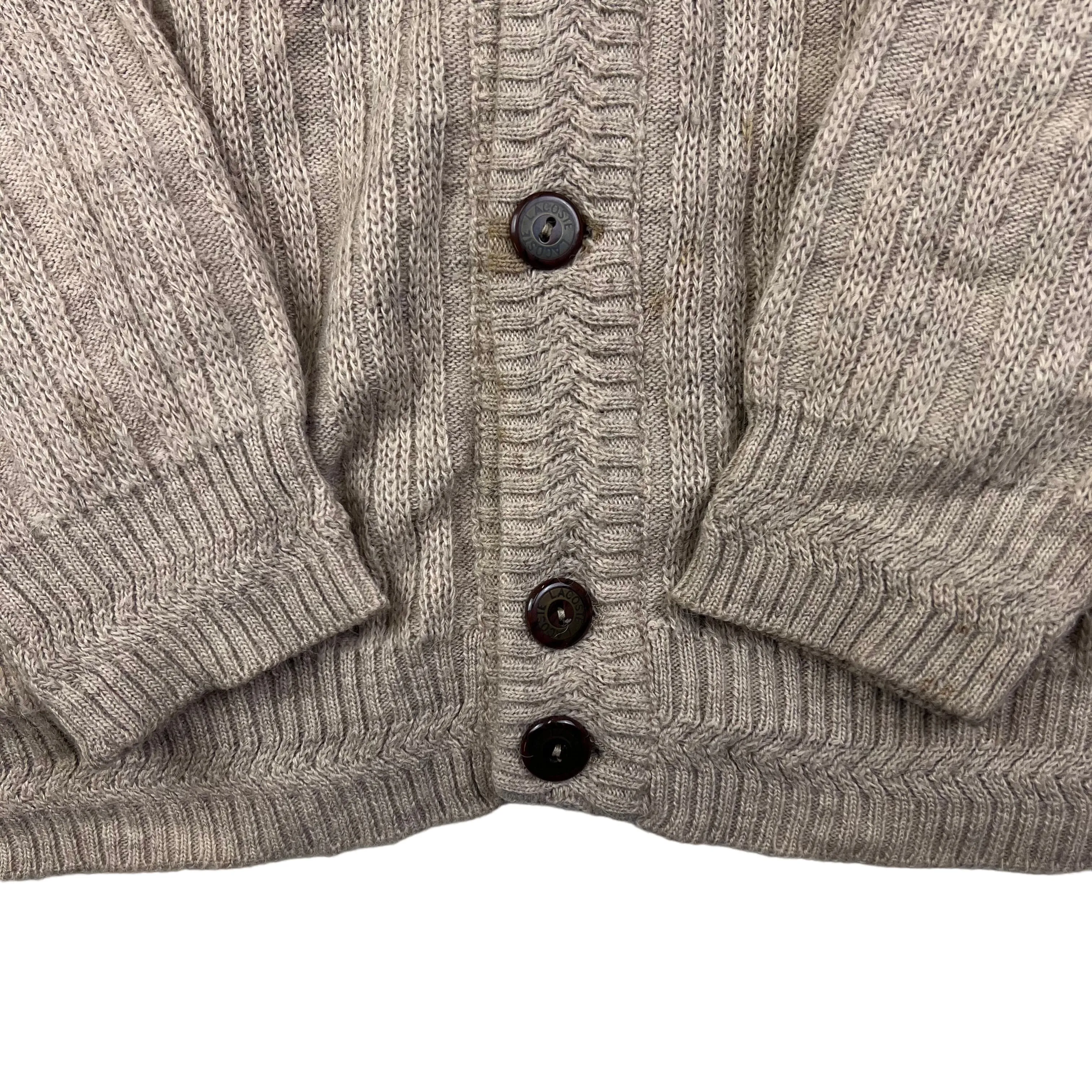 Lacoste Beige Button-Up Knit Cardigan