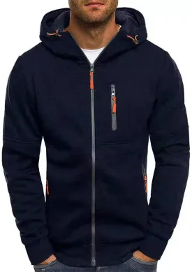 Men Hoodies Casual Hoodies for Men with Zip Pockets Full Zip Long Sleeve Sweatshirt Sports Hooded Jacket