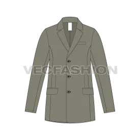 Mens 3 Buttoned Blazer